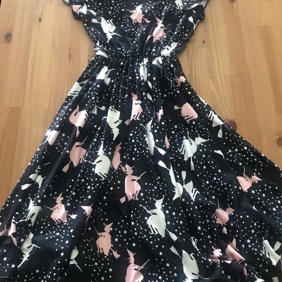 Dot Dot Smile Other - Dot Dot Smile Black Halloween Print Dress with Pink & Cream Accents NWT 8/10